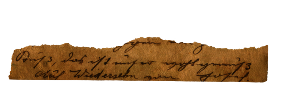 Vintage Torn Paper Strip With Ink Handwriting On Brown Background. Aged Scrapbooking Element, Perfect For Junk Journal Or Vintage Collage