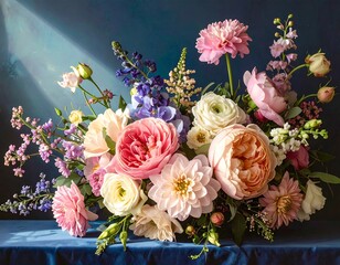 A vibrant bouquet of mixed flowers