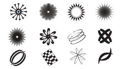 Set of abstract retro futuristic elements and shapes for background design