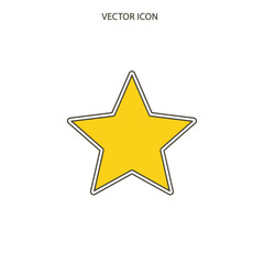 Fototapeta premium Yellow five pointed star vector icon with a dark outline.