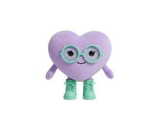 Isolated heart character with round glasses and boots standing, cute and adorable design