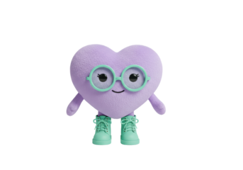 Isolated heart character with round glasses and boots standing, cute and adorable design