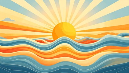 Retro Sunrise Over the Ocean