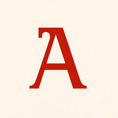 Red letter A on cream background in minimalist design  