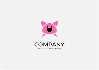 Creative pig alarm clock logo, abstract farm animal combined with time symbol, funny wake up concept, minimalist pink vector icon for apps and branding.