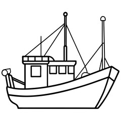 Fishing Trawler Line Vector