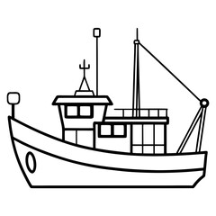Fishing Trawler Line Vector