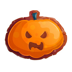 Delicious cookies in the form of an orange pumpkin on a white background. Trick or Treat. The concept of Halloween, a holiday. Isolated vector illustration for stickers, design, decoration.
