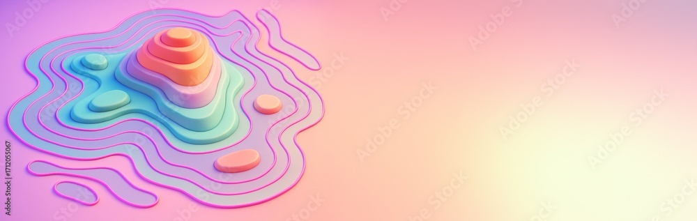 Aufkleber abstract pastel topographic layered shape on gradient background with empty copy space for template 