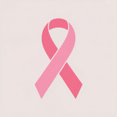 Flat Minimal Illustration of Pink Ribbon Symbol for Breast Cancer Awareness