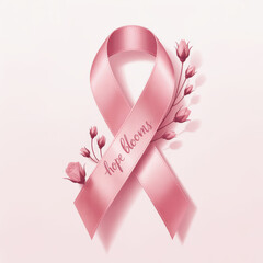 Minimal Pink Ribbon Illustration on White Background for Breast Cancer Awareness