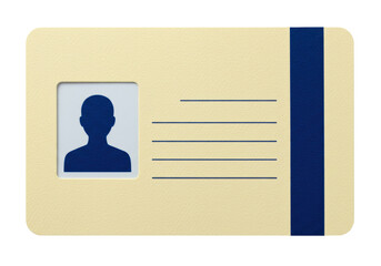 Isolated identification card for person, security badge, license, business, blank template