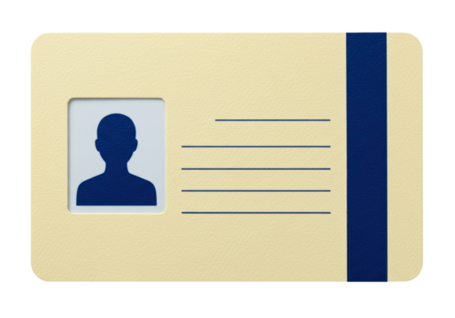 Isolated identification card for person, security badge, license, business, blank template