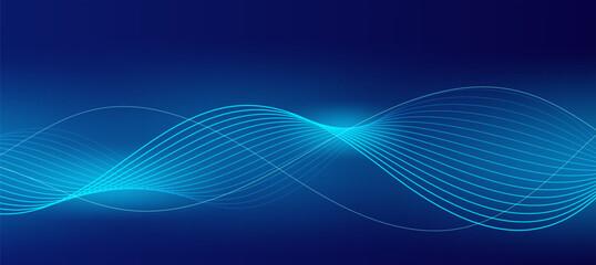 Abstract Background Flowing Cyan Wave on Deep Blue Canvas, a Modern Design.Vector eps 10