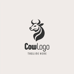 Minimalist Cow Silhouette Logo Design