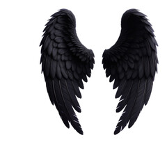 Obraz premium Dark Gray Feather Wings with Transparent Background, 3D Realism Graphic for Web Design