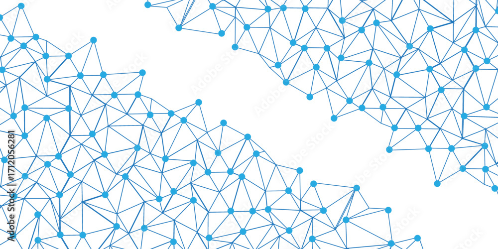 Poster technology abstract white digital background of connected dot with blue line .many squares and recta