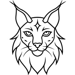 Mystic Horned Lynx line art vector