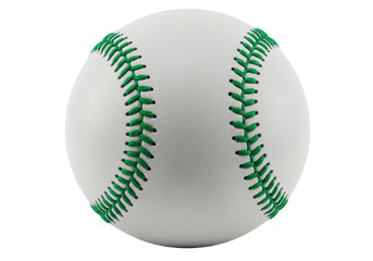 Isolated baseball with green stitching is ready for the big game or an instructional graphic