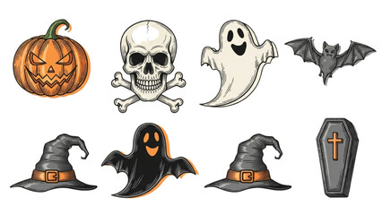 Halloween Vector Icon Set Festival Elements Illustration AI EPS PNG JPEG