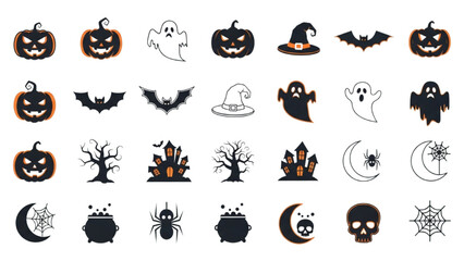Halloween Vector Icon Set Festival Elements Illustration AI EPS PNG JPEG
