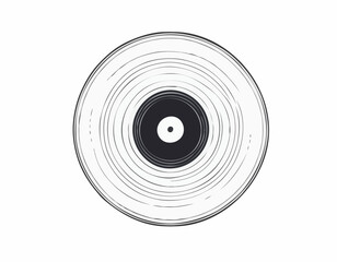 Old vinyl record retro hand drawn sketch Vector illustration.
