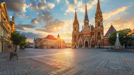 Dom Square is famous landmark of Szeged in Hungary outdoor.