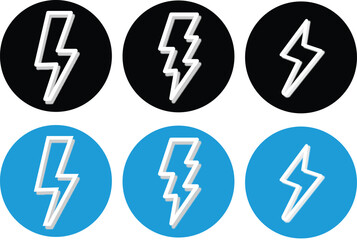 Obraz premium Lightning bolt icon. Electric vector lightning logo. Electric power symbol, thunder bolt flash icon. 