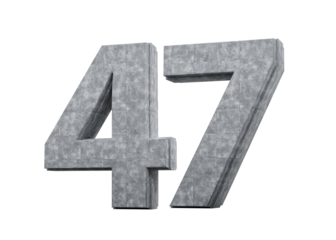 Concrete Number Forty Seven 47 Digit Made Of Grey Concrete Stone White 3d Illustration