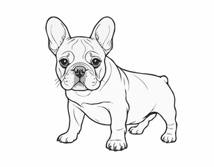 French bulldog puppy hand drawn sketch Vector illustration.