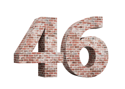 Number Forty Six 46 Digit Made Of Old Grunge Texture Wall Of Bricks 3D Illustration