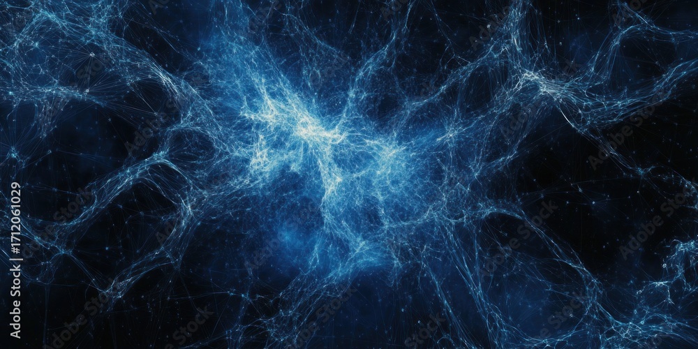 Poster abstract blue galaxy background with interconnected network pattern