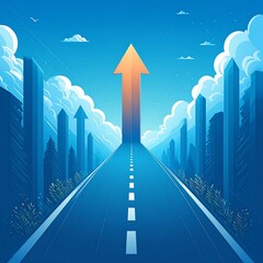 Road to success, upward arrow