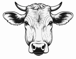 Cow head sketch hand drawn engraving style Vector illustration
