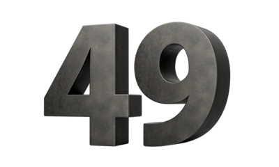 Number Forty nine 49 Digit Made Of Gray Smooth Cast Iron 3d Illustration