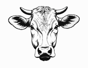 Cow head sketch hand drawn engraving style Vector illustration