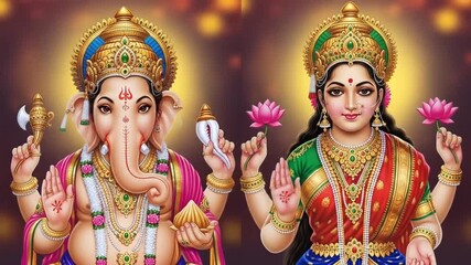 Ganesha and goddess lakshmi idols, symbols of prosperity, wisdom, and success in hinduism