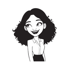 Beautiful Woman in Formal Dress Black and White Illustration Vector Art Design