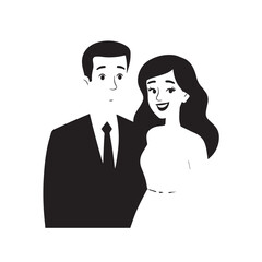 Beautiful Woman in Formal Dress Black and White Illustration Vector Art Design