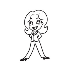 Beautiful Woman in Formal Dress Black and White Illustration Vector Art Design