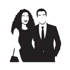 Beautiful Woman in Formal Dress Black and White Illustration Vector Art Design