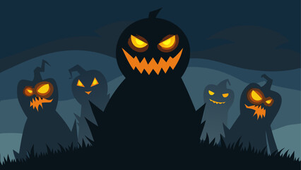 Eerie Shadows Cast by Glowing Jack-o'-Lanterns