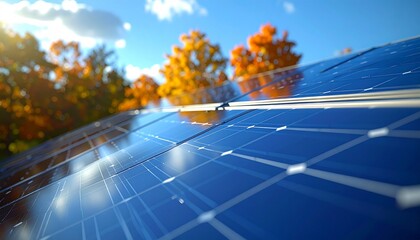 Realistic imagery of renewable energy infrastructure: wind turbines, solar parks and sustainable power solutions in autumn landscapes. Ideal for themes of sustainability, climate change, innovation an
