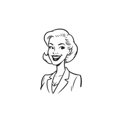 Beautiful Woman in Formal Dress Black and White Illustration Vector Art Design