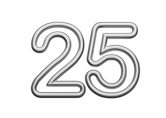 Number Twenty five 25 Made Of Silver Metallic White Background 3D Illustration