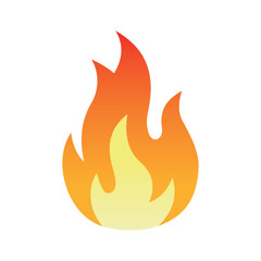 Bright flame illustration with gradient colors of yellow, orange, and red. Symbol of fire, energy, passion, heat, danger, and power. Perfect for icons, signs, safety, and creative designs.