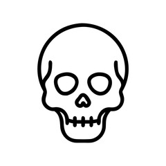 Fototapeta premium Human Skull With Crossbones Icon Line Art