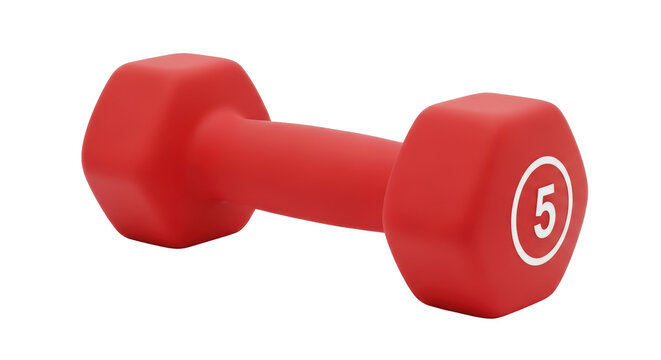 Isolated red dumbbell for exercise, weightlifting, workout, fitness and recreation sport