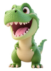 Obraz premium Green Dinosaur with Open Mouth, 3D Realism Illustration with Transparent Background