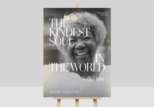Funeral Welcome Sign Template in Classic Minimal Style, Portrait Layout